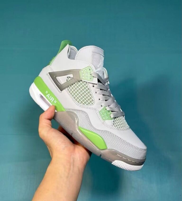 First copy Jordan Retro 4 Off White Bean Green Sneakers (1)