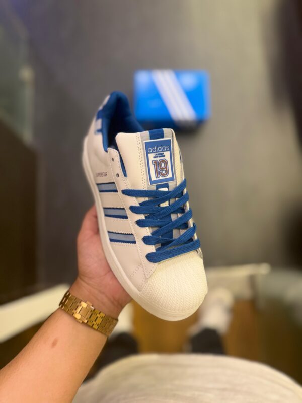 FIRST COPY ADIDAS SUPERSTAR 19 WHITE BLUE 2025