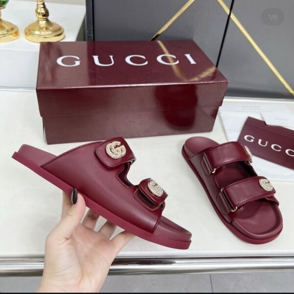 FIRST COPY GUCCI LEATHER SLIDES - Image 2