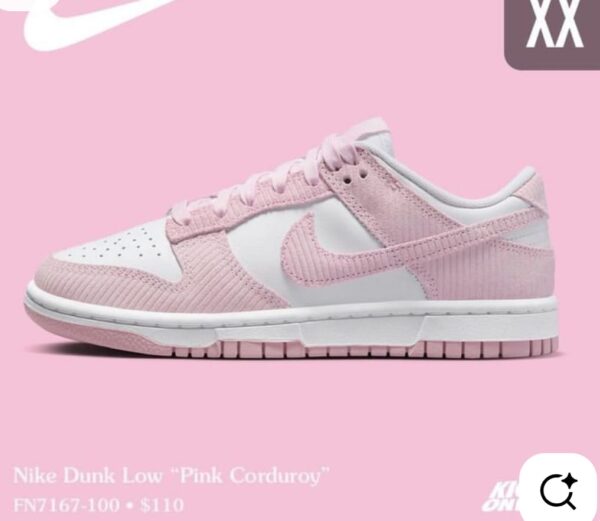 FIRST COPY NIKE SB DUNK LOW PINK CORDUROY - Image 3
