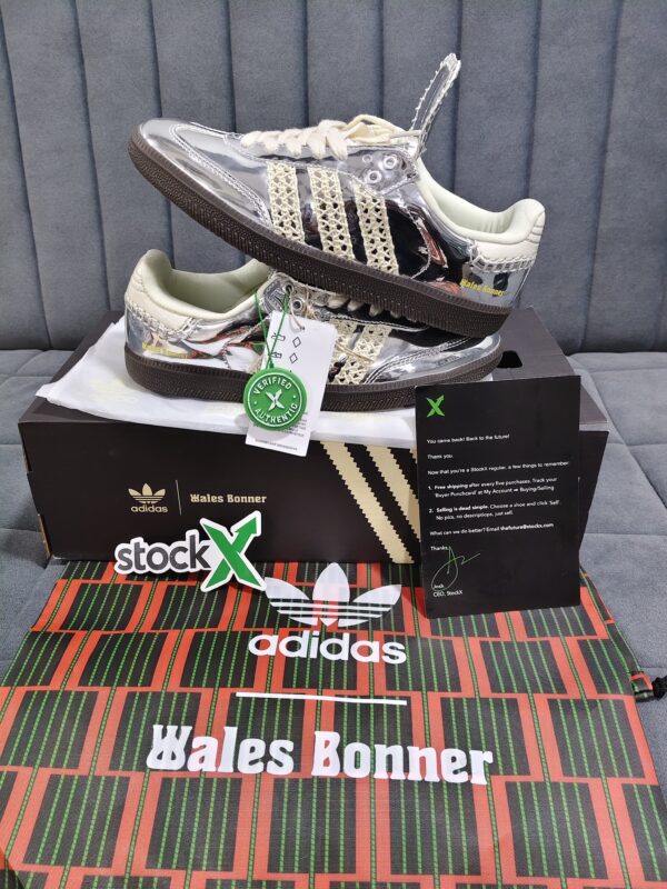 FIRST COPY Adidas Samba x Wales Bonner Silver - Image 2
