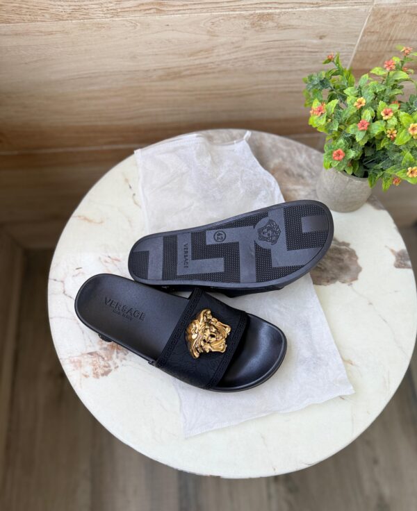 First Copy Versace Black & Gold Luxury Slides – Premium Designer - Image 2