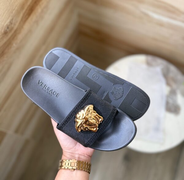 First Copy Versace Black & Gold Luxury Slides – Premium Designer - Image 4