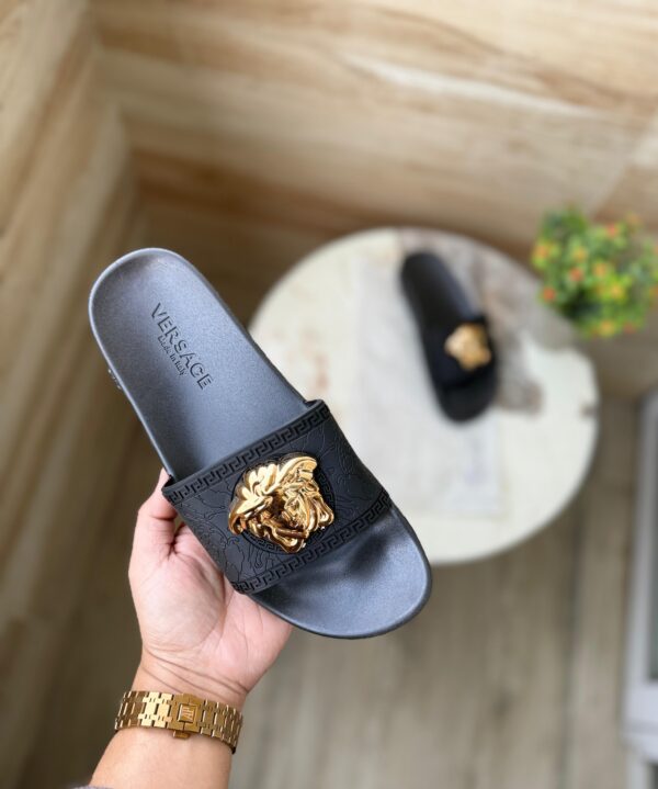 First Copy Versace Black & Gold Luxury Slides – Premium Designer - Image 5