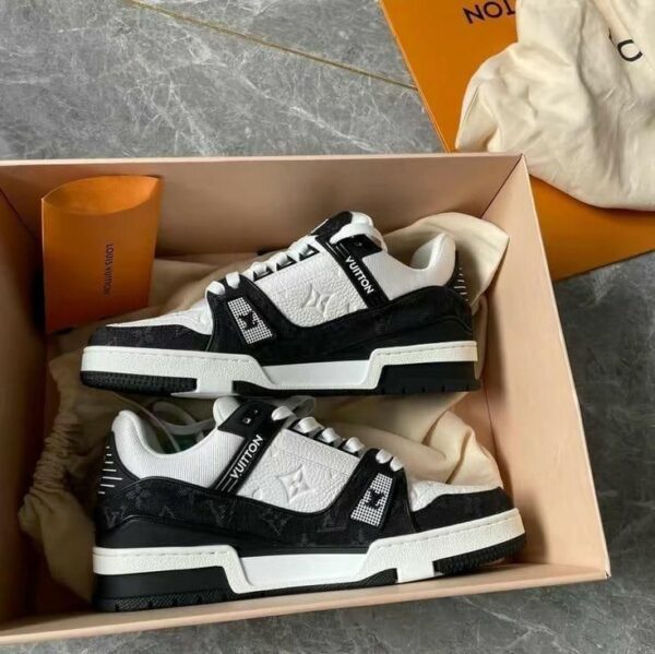 First Copy Louis Vuitton Trainer Black & White – Premium Sneakers - Image 3