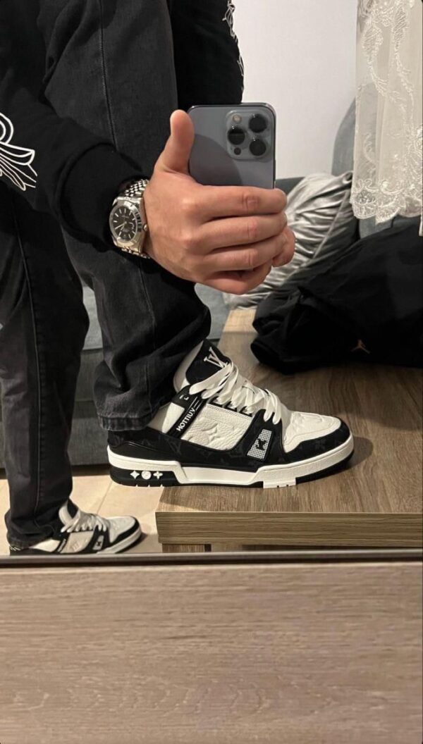First Copy Louis Vuitton Trainer Black & White – Premium Sneakers - Image 4