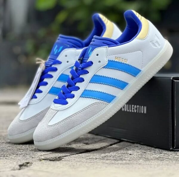 First Copy Adidas Lionel Messi X Samba White/Blue - Image 2