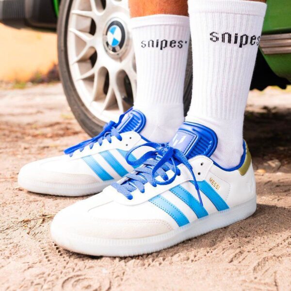 First Copy Adidas Lionel Messi X Samba White/Blue - Image 4