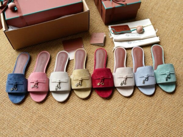 First Copy Loro Piana Summer Charms Sandals in Suede Goatskin
