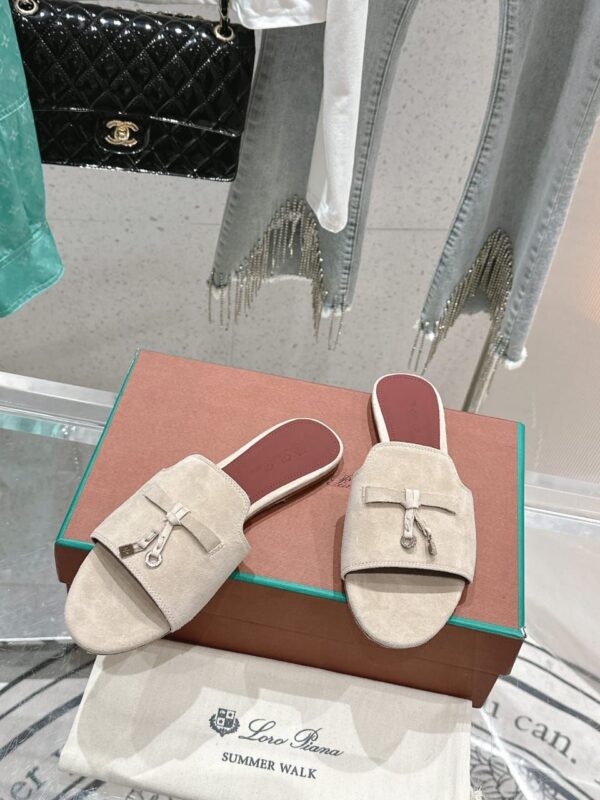 First Copy Loro Piana Summer Charms Sandals in Suede Goatskin - Image 7