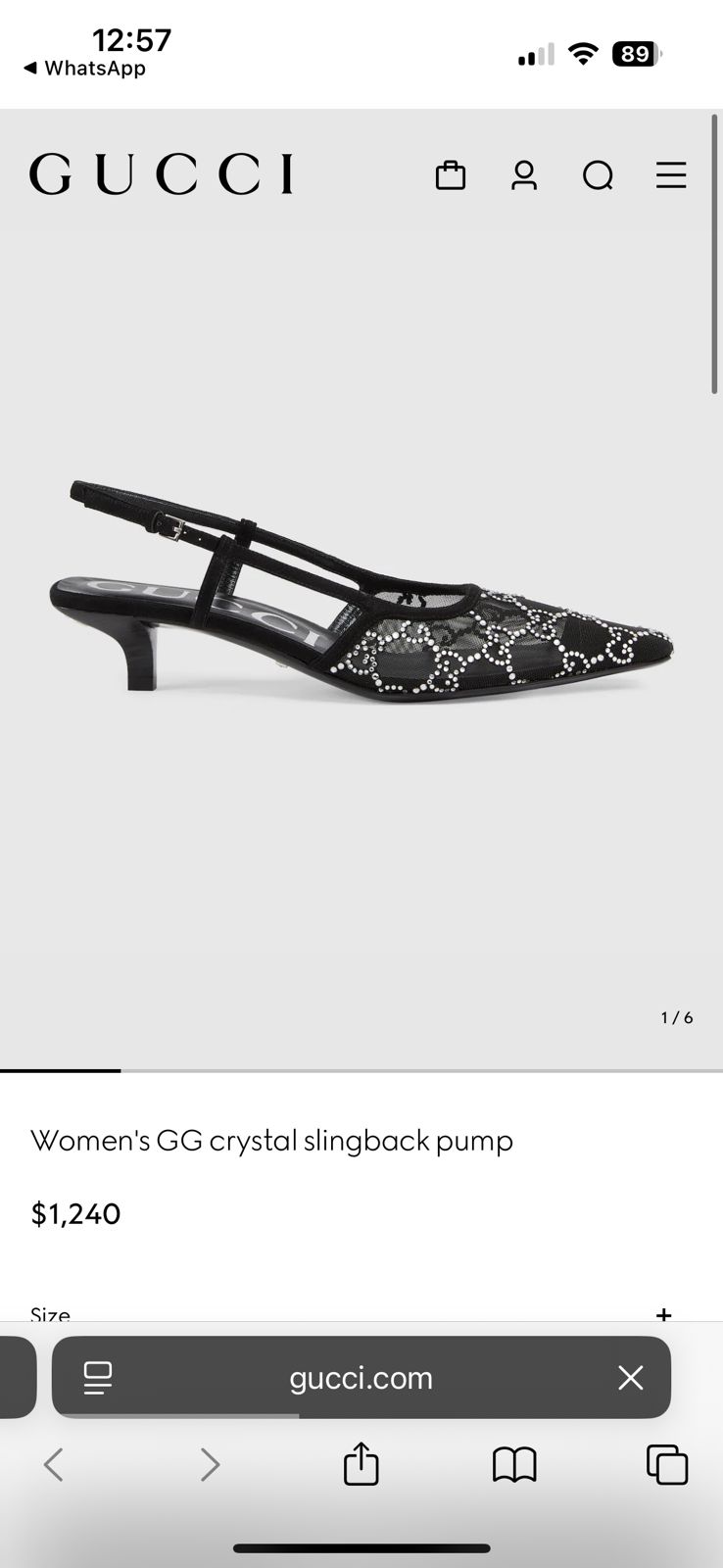 First Copy Gucci GG Crystal Slingback Pump - Image 5