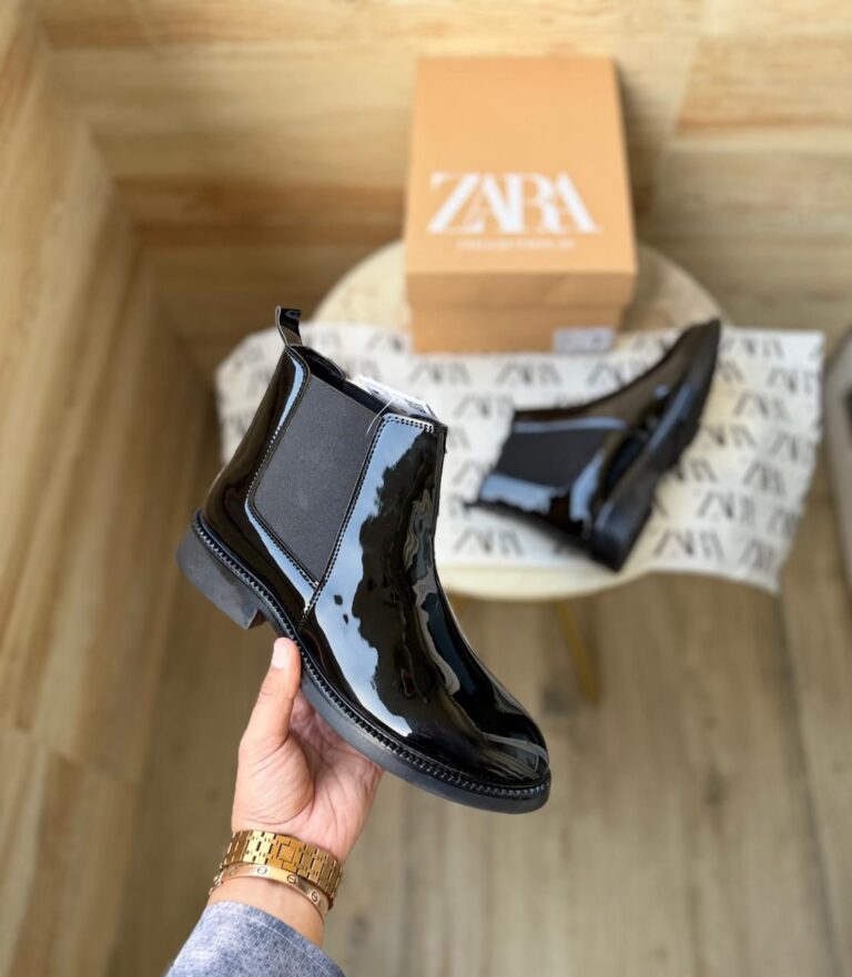 First Copy Zara Patent Chelsea Boots for Men (1)